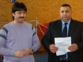 Foto: primarul Petru Antal şi Adolf Ivanovici